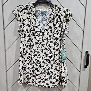 Terra & Sky Black Floral Blouse
